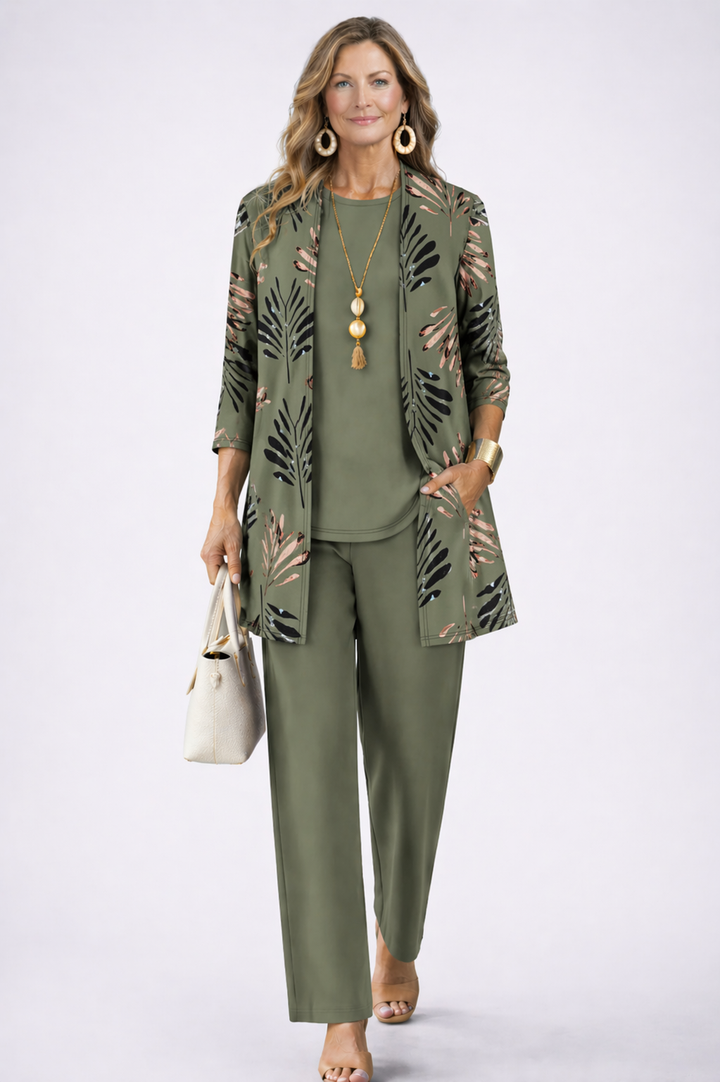Ensemble Trois Pièces Camille Femme | Gilet Imprimé, Pantalon Coordonné 1