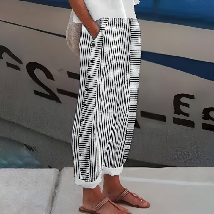 Pantalon Rayé Chloé Femme | Taille Haute, Coupe Fluide Bord de Mer 1
