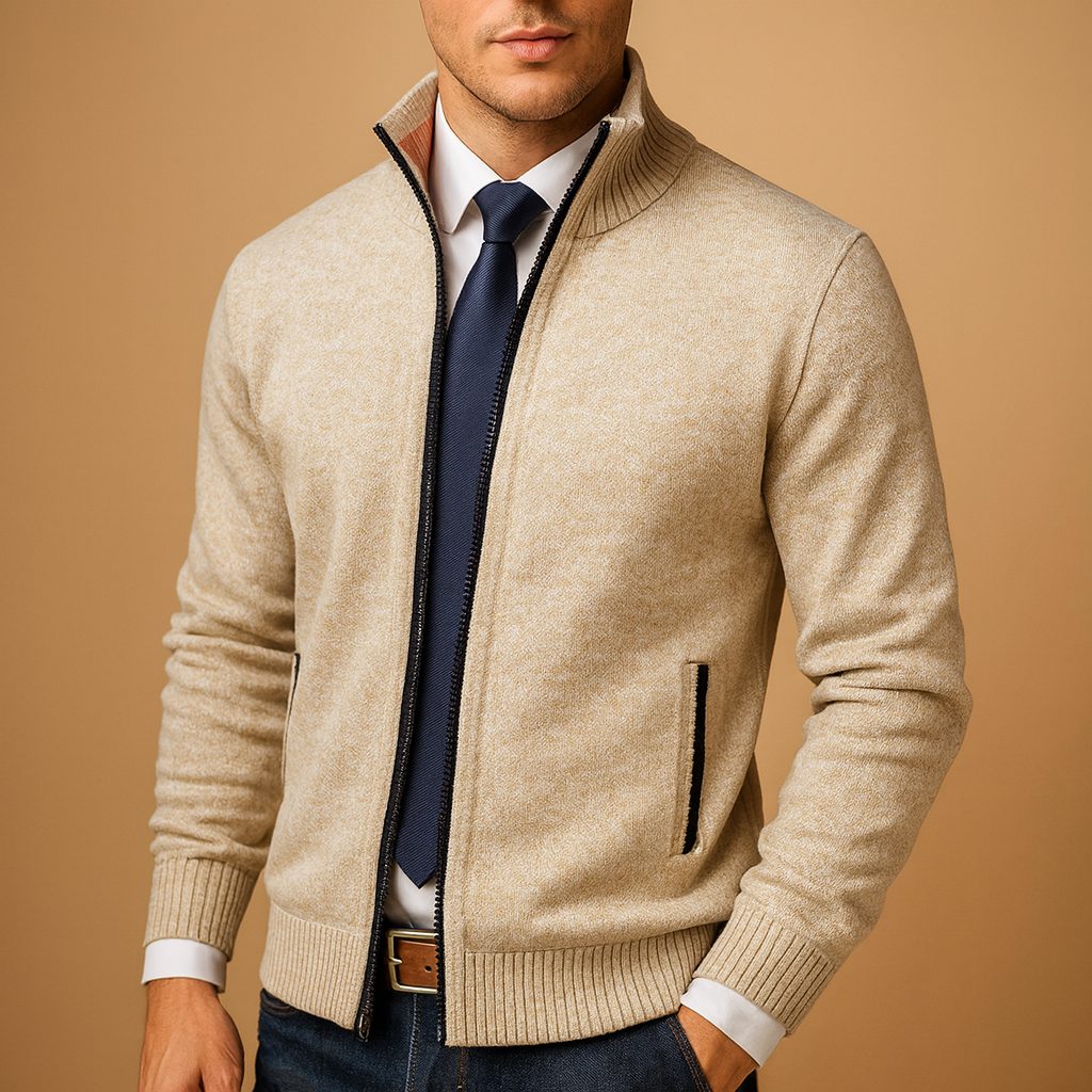 Gilet en Maille Mathis | Bords Côtelés, Zip Intégral pour Homme 0