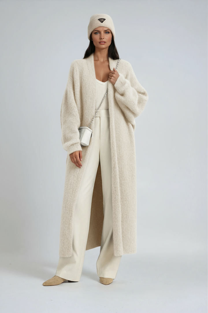 Gilet Long Capucine Femme en Maille | Devant Ouvert, Épaules Tombantes 0