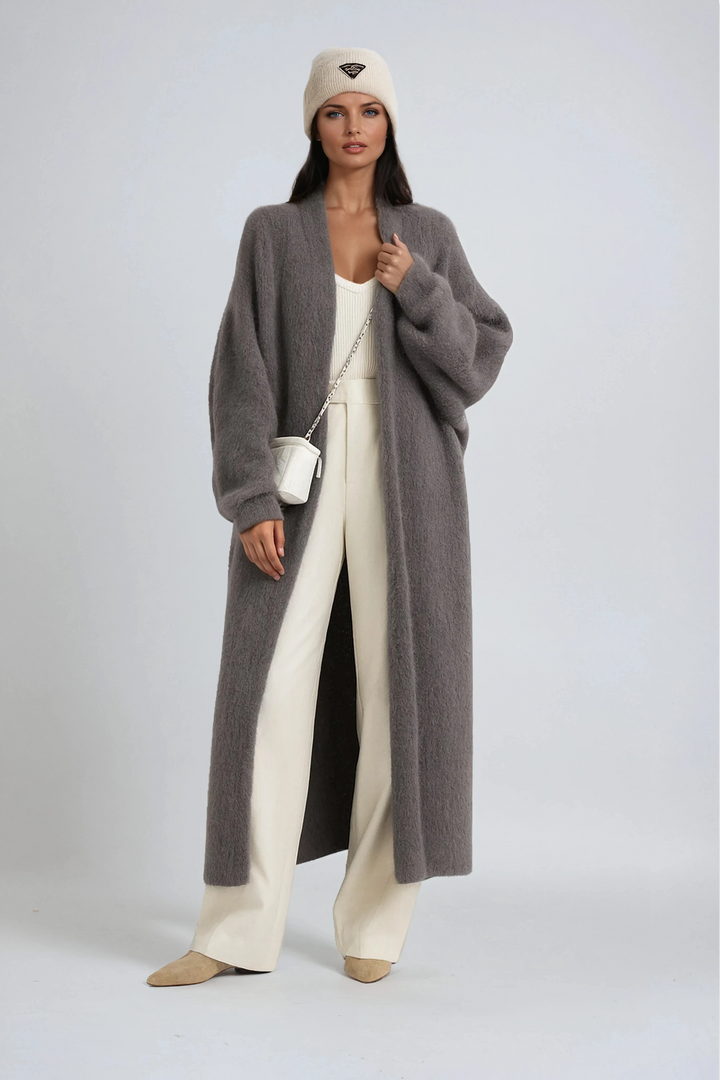 Gilet Long Capucine Femme en Maille | Devant Ouvert, Épaules Tombantes 1