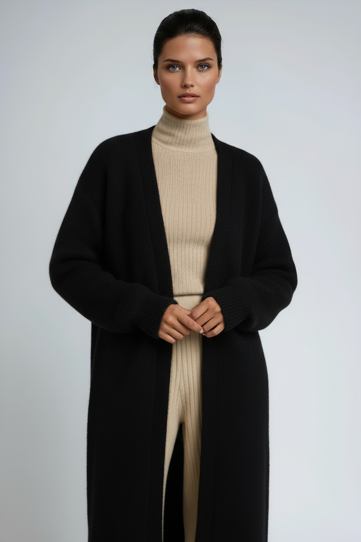 Gilet Long Capucine Femme en Maille | Devant Ouvert, Épaules Tombantes 2