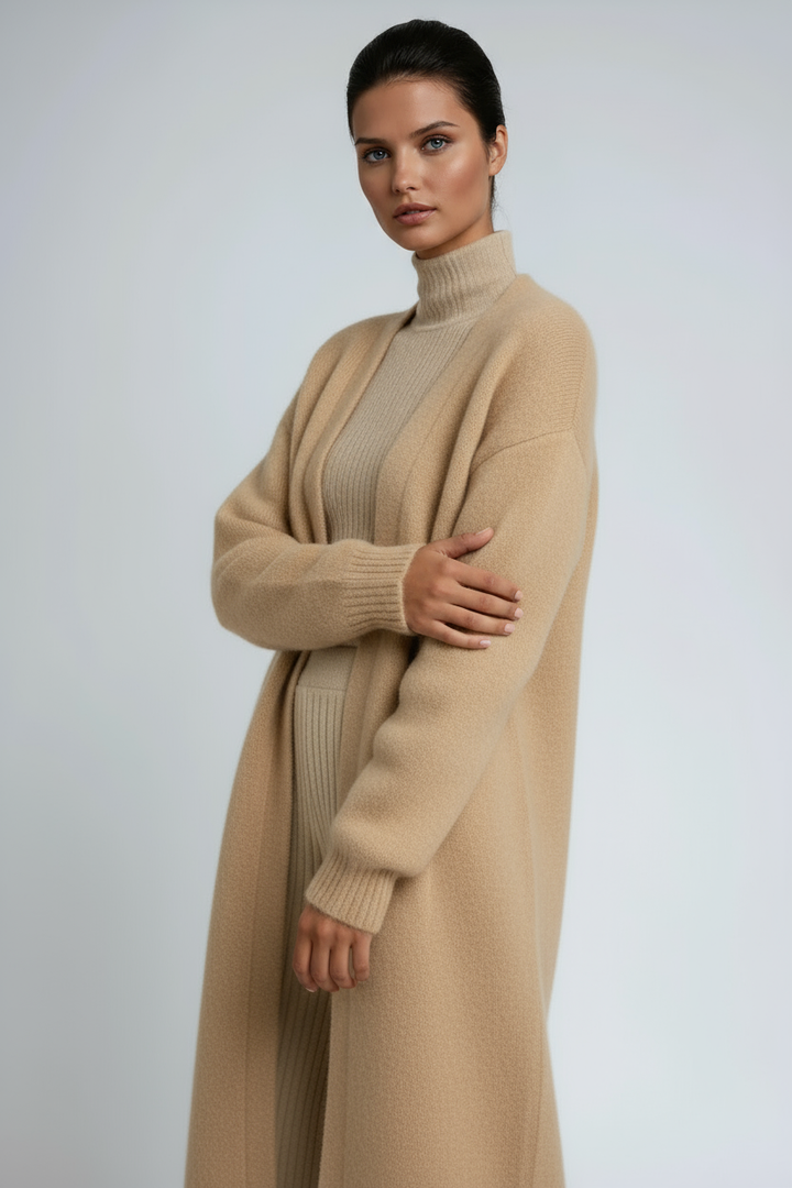 Gilet Long Capucine Femme en Maille | Devant Ouvert, Épaules Tombantes 3