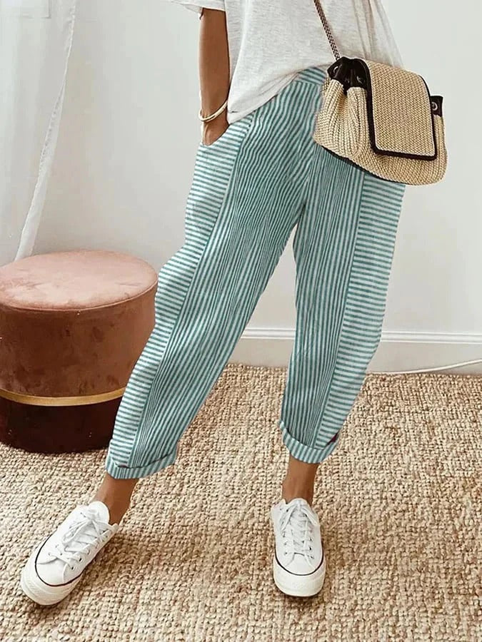 Pantalon Rayé Zoé Femme | Jambes Larges, Taille Haute Estivale 5
