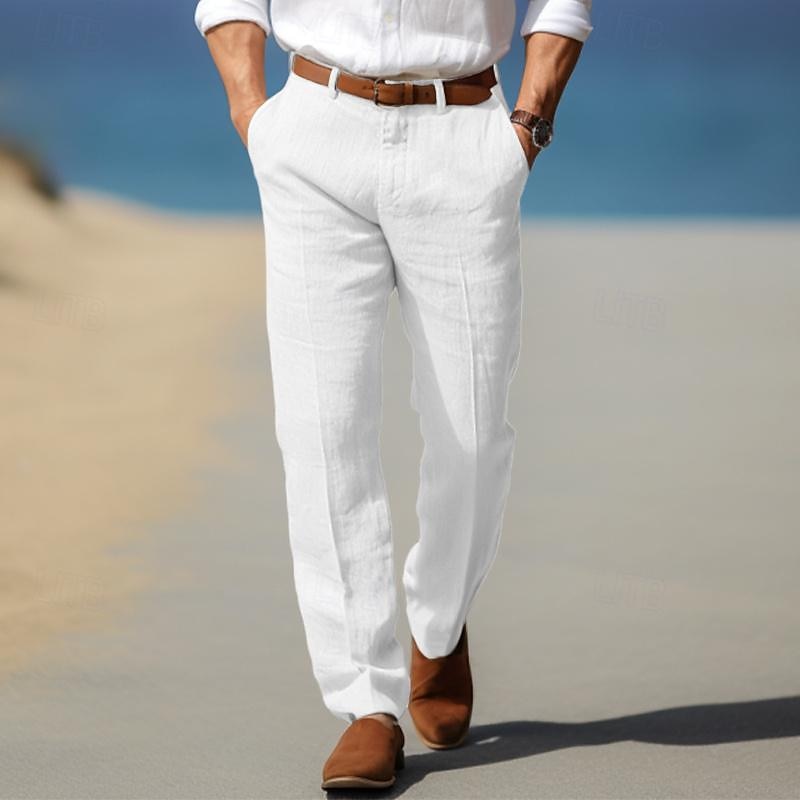 Pantalon en Lin Premium Victor | Passants Ceinture, Élégance Estivale 0
