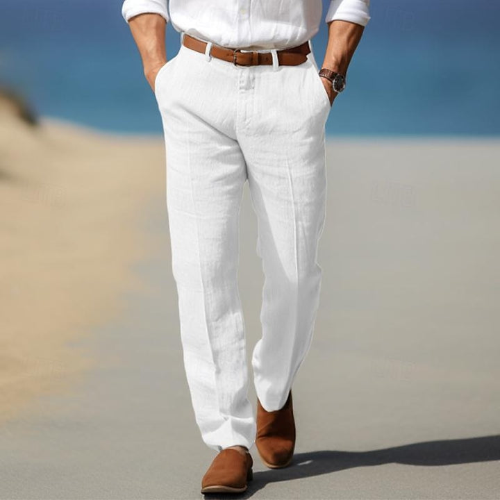 Pantalon en Lin Premium Victor | Passants Ceinture, Élégance Estivale 0