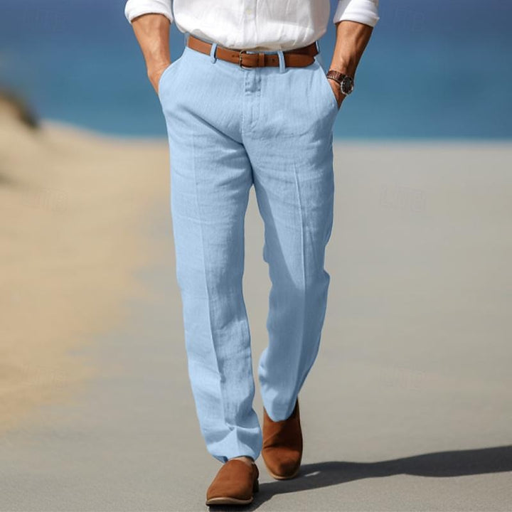 Pantalon en Lin Premium Victor | Passants Ceinture, Élégance Estivale 1