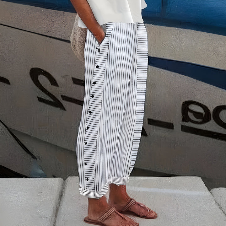 Pantalon Rayé Chloé Femme | Taille Haute, Coupe Fluide Bord de Mer 2
