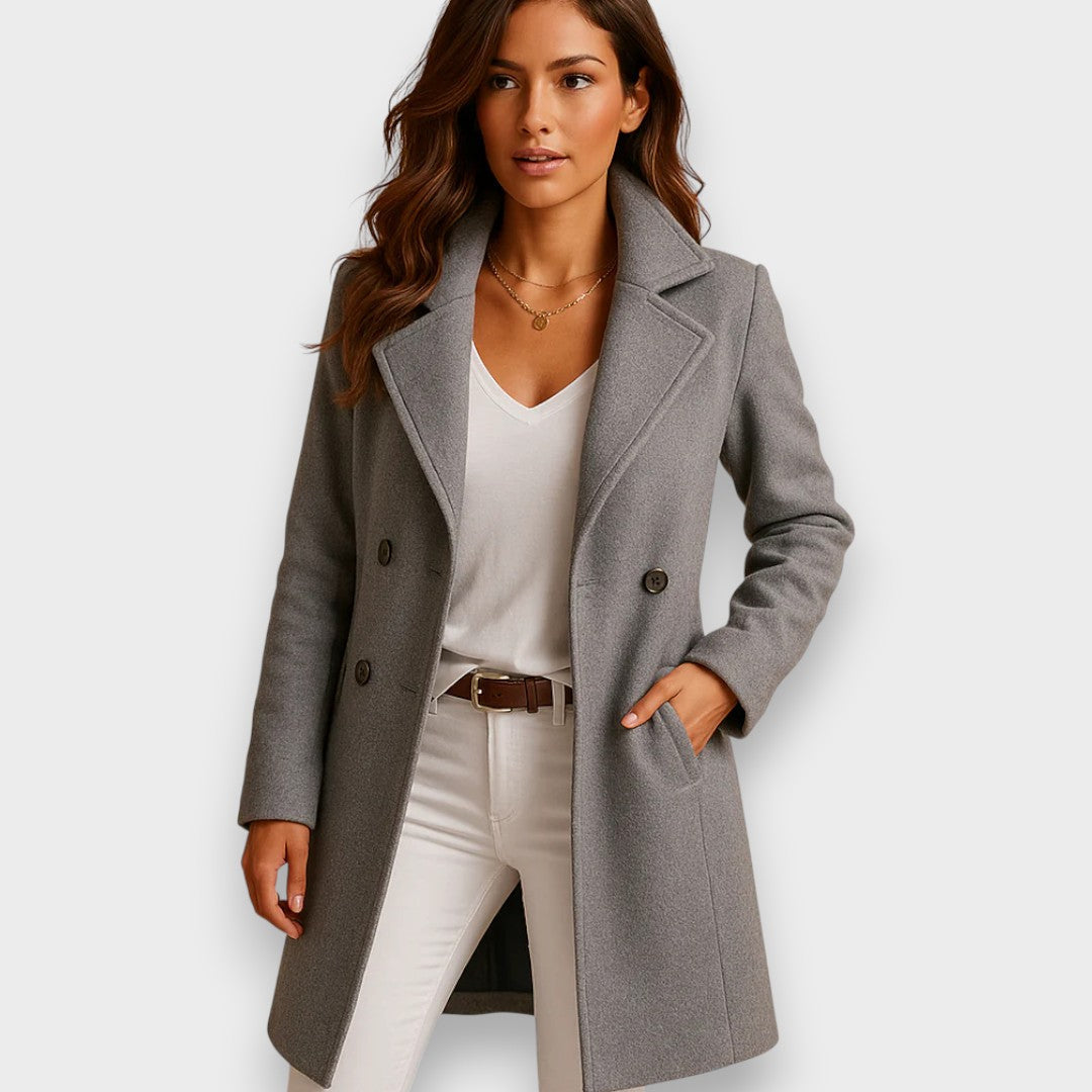 Manteau Long Mia Femme en Laine | Chaud, Coupe Structurée 1