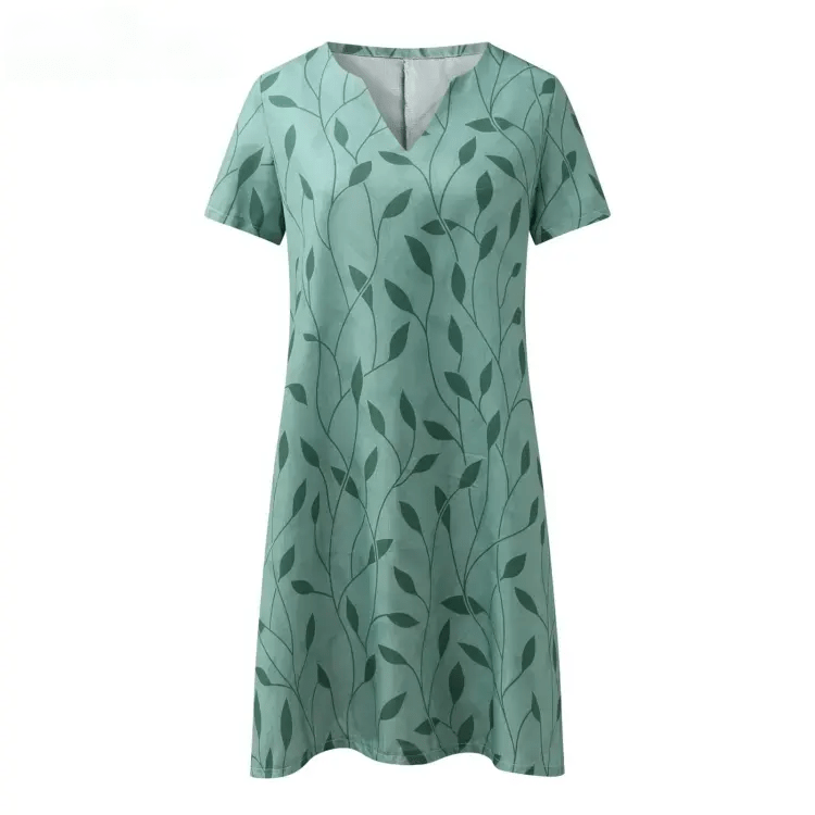 Robe Midi Imprimée Julia | Col V, Manches Courtes, Coupe Fluide 1