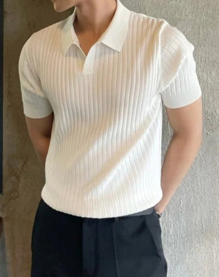 Chemise Côtelée Louis | Col Ouvert, Manches Courtes pour Homme 0