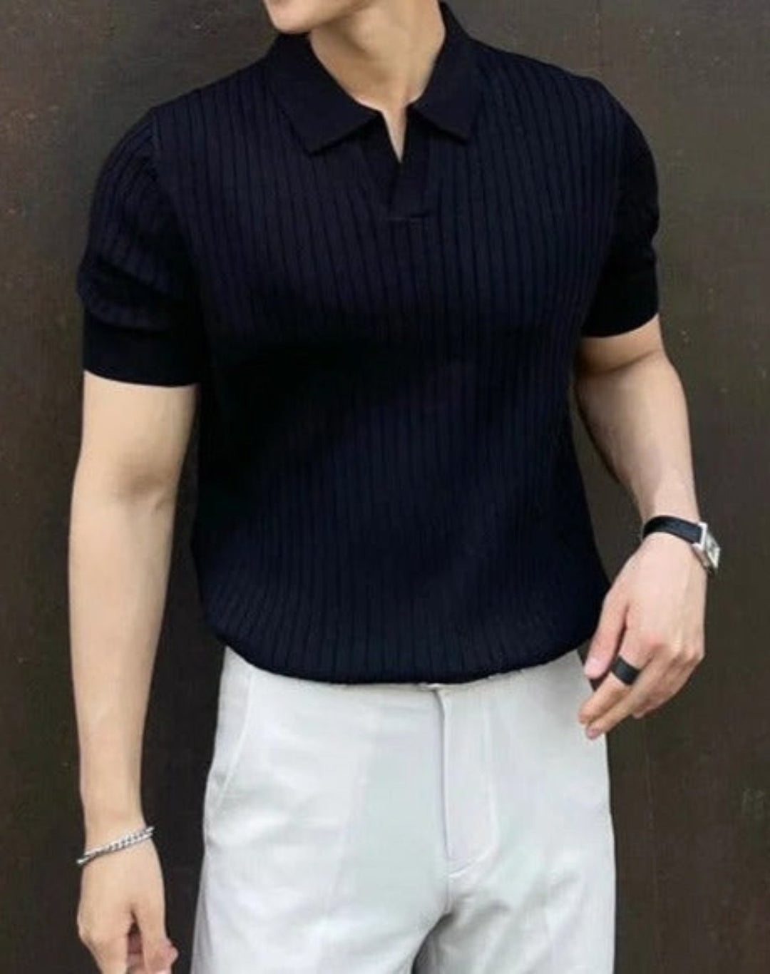 Chemise Côtelée Louis | Col Ouvert, Manches Courtes pour Homme 1