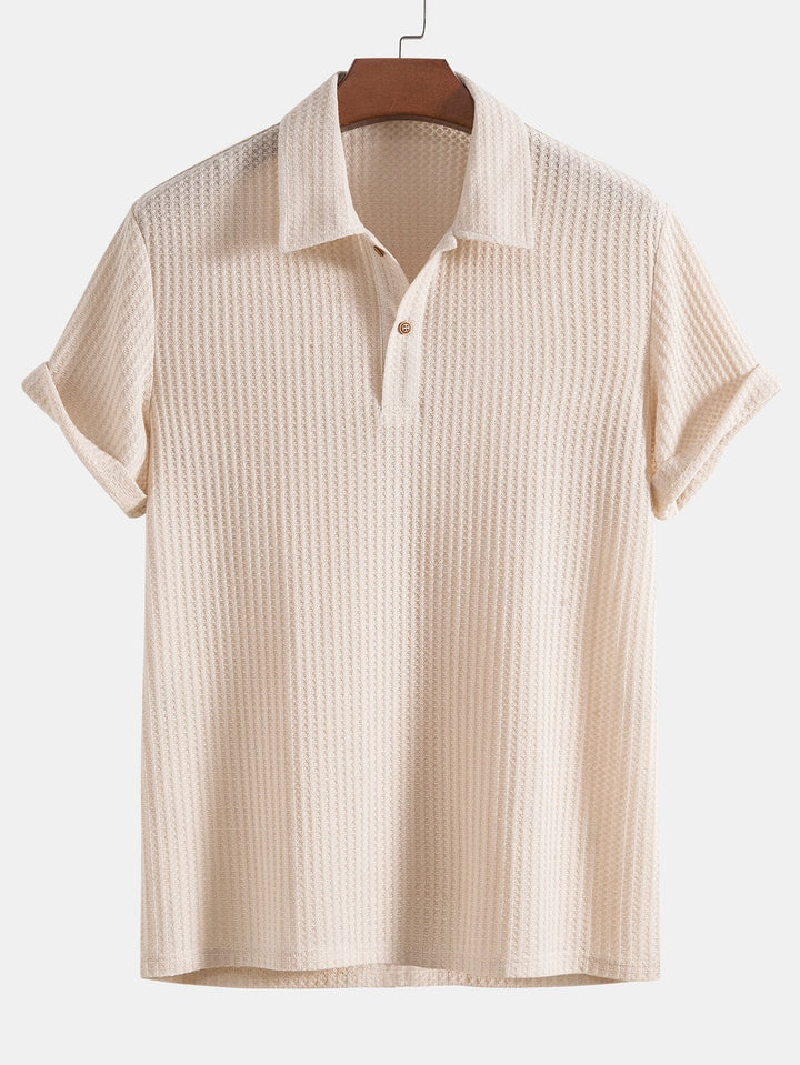 Polo Nathan Homme | Maille gaufrée, manches courtes 0