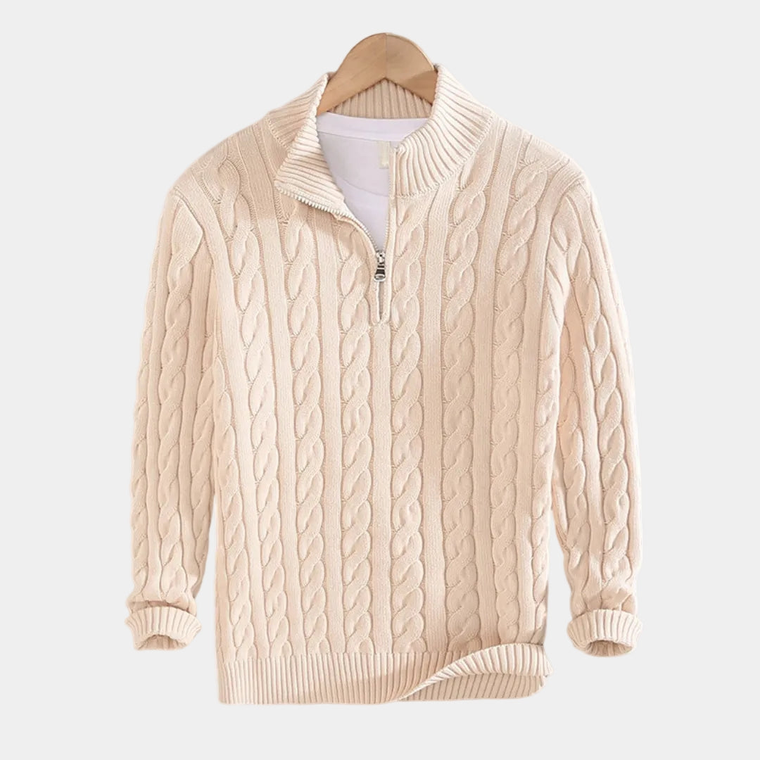 Pull Demi-Zip Torsadé Louis Homme | Col Montant et Chaud 0