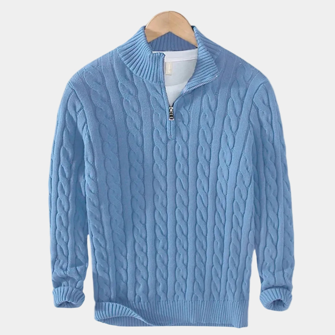 Pull Demi-Zip Torsadé Louis Homme | Col Montant et Chaud 1