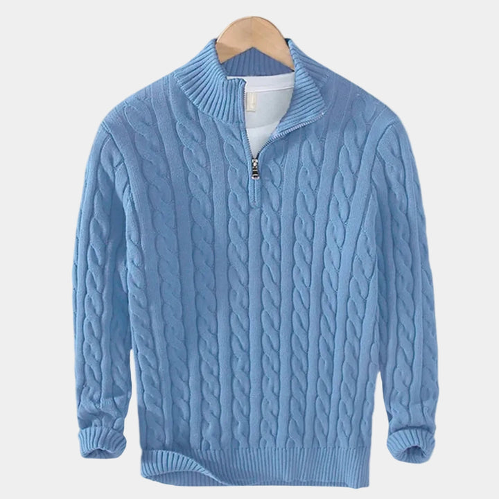 Pull Demi-Zip Torsadé Louis Homme | Col Montant et Chaud 1