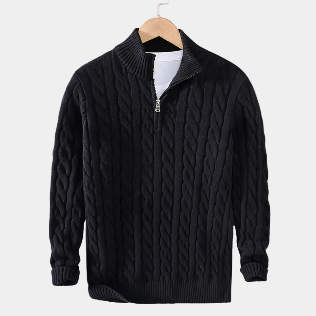 Pull Demi-Zip Torsadé Louis Homme | Col Montant et Chaud 3