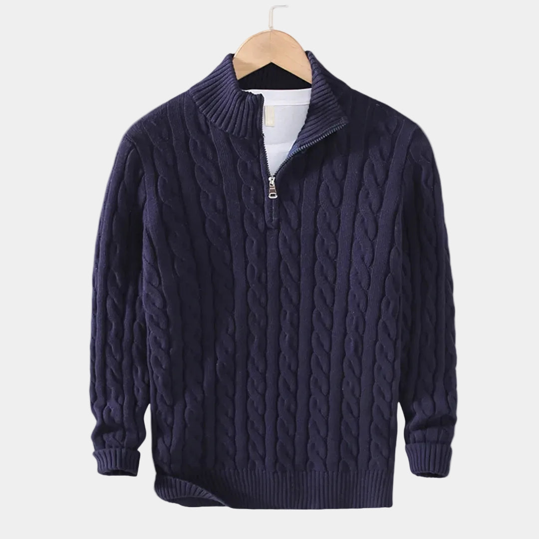 Pull Demi-Zip Torsadé Louis Homme | Col Montant et Chaud 4