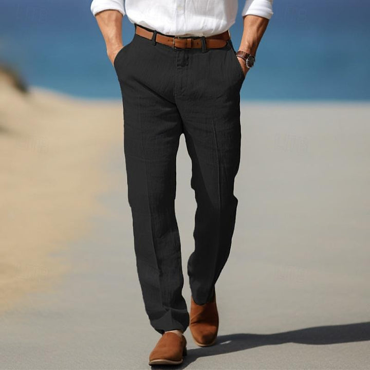 Pantalon en Lin Premium Victor | Passants Ceinture, Élégance Estivale 5