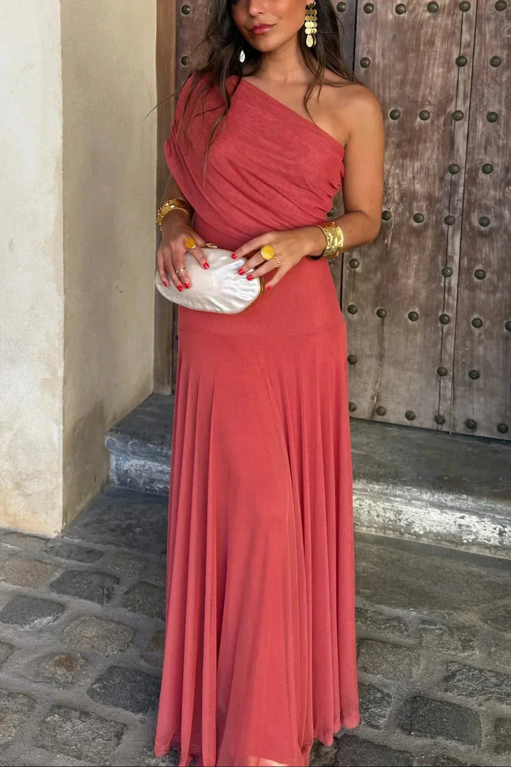 Robe Longue Léa | Drapé Asymétrique, Taille Marquée 5