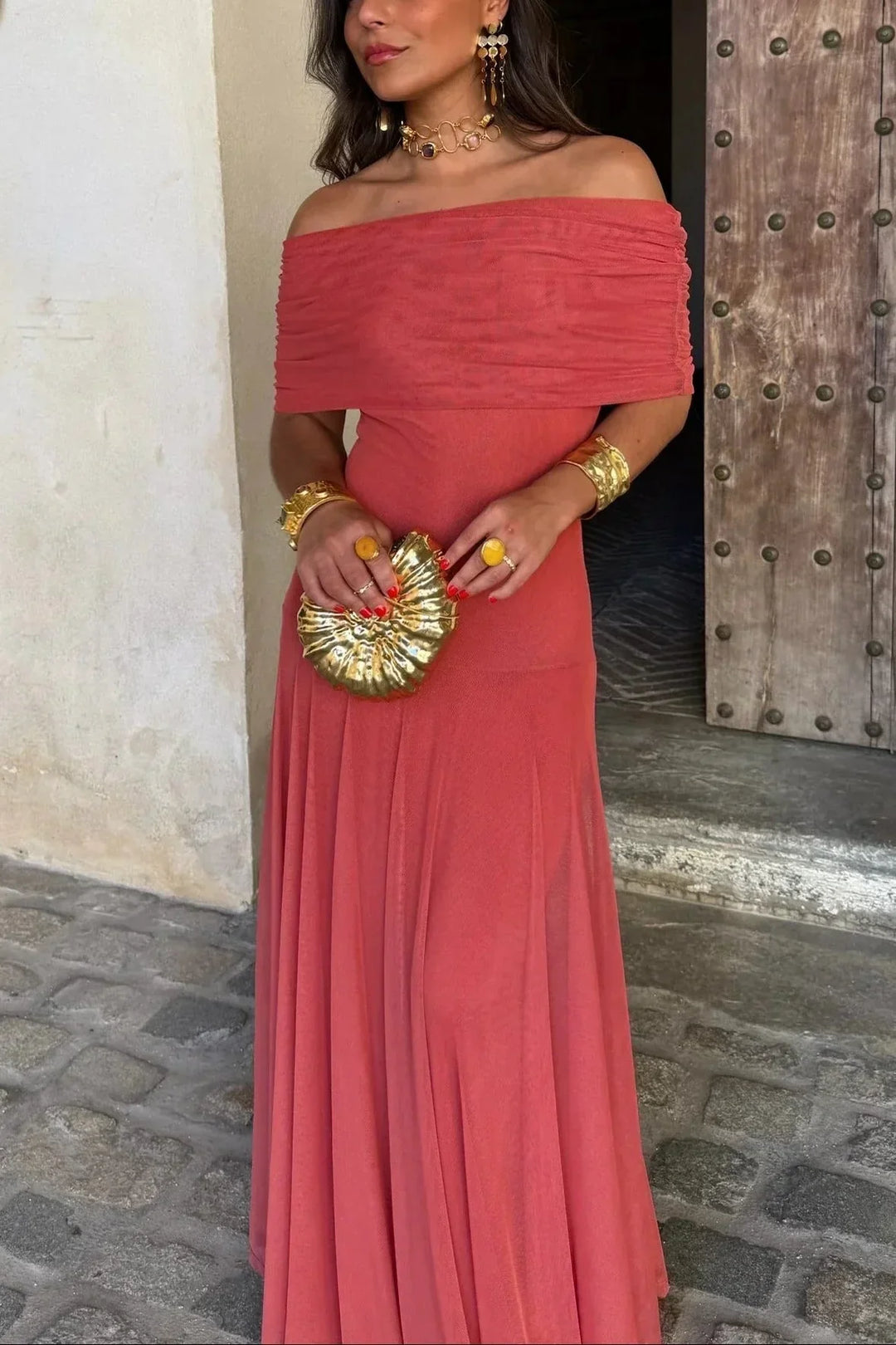 Robe Longue Léa | Drapé Asymétrique, Taille Marquée 3