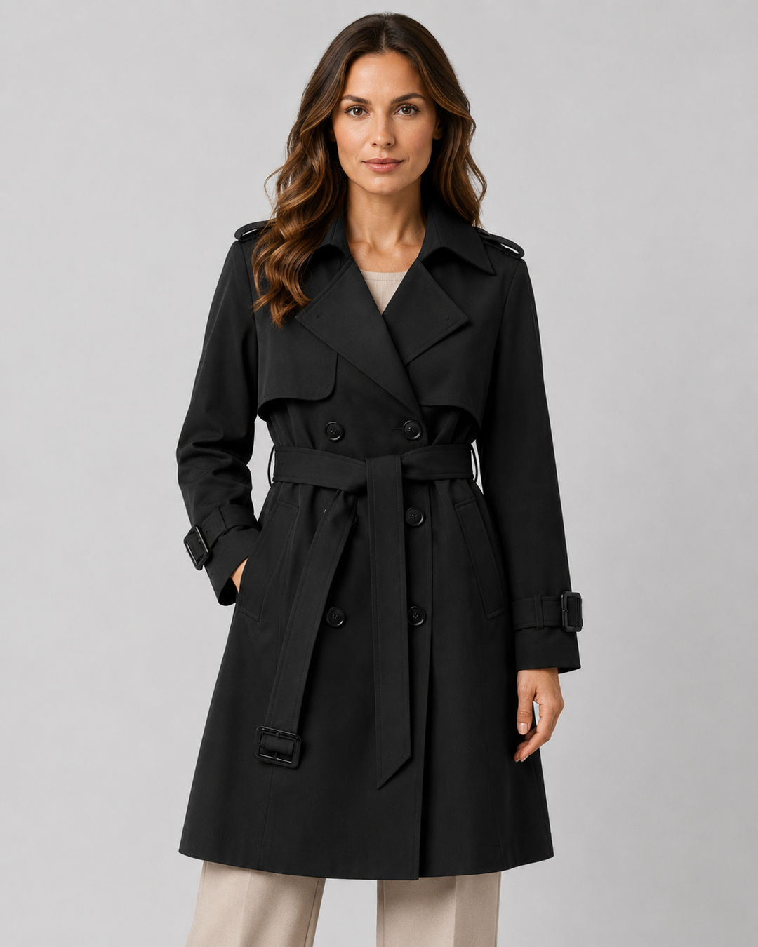 Trench Camille Femme Ceinturé | Boutonnage Croisé, Coupe Longue 0