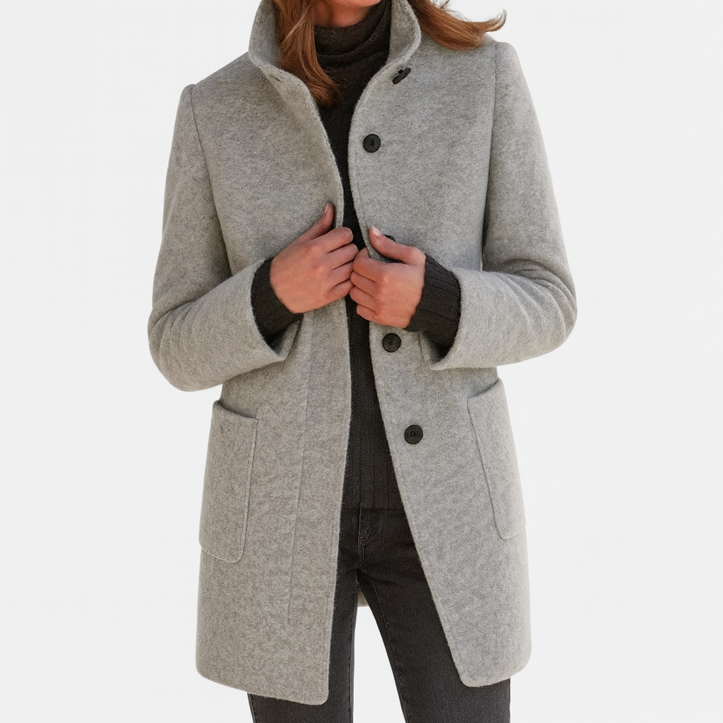 Veste Nina Femme en Laine Mélangée | Col Montant, Coupe Droite 0