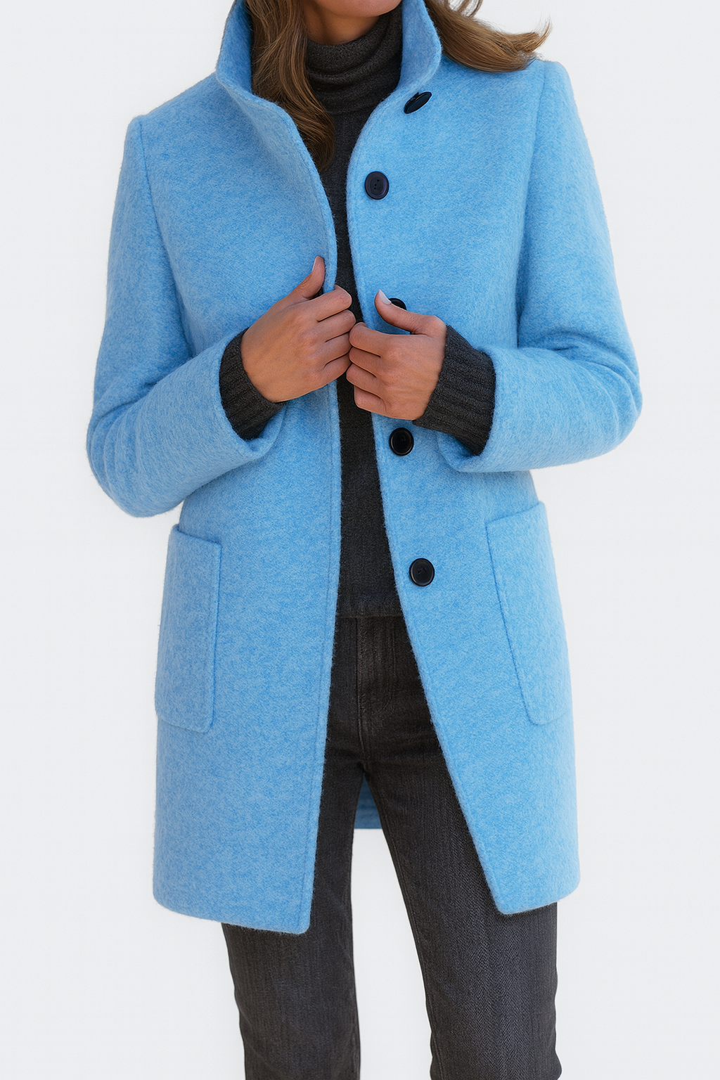 Veste Nina Femme en Laine Mélangée | Col Montant, Coupe Droite 9