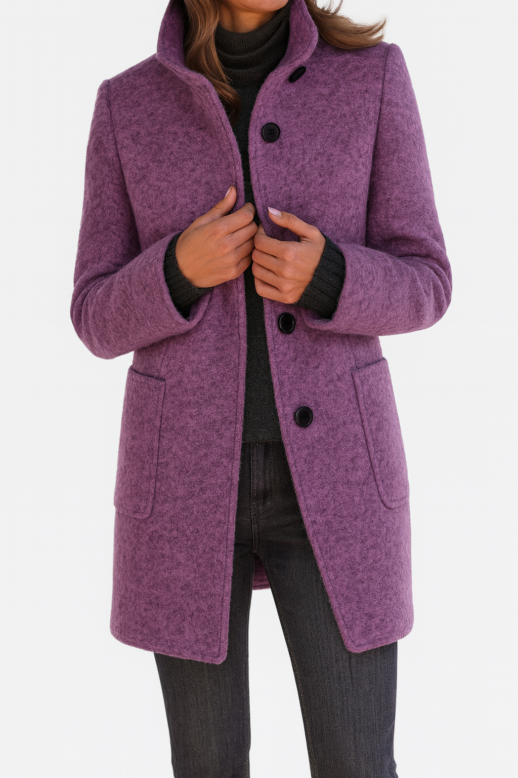 Veste Nina Femme en Laine Mélangée | Col Montant, Coupe Droite 2