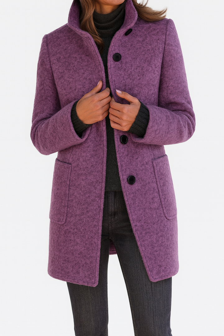 Veste Nina Femme en Laine Mélangée | Col Montant, Coupe Droite 2