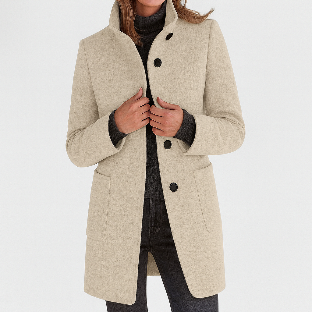Veste Nina Femme en Laine Mélangée | Col Montant, Coupe Droite 8