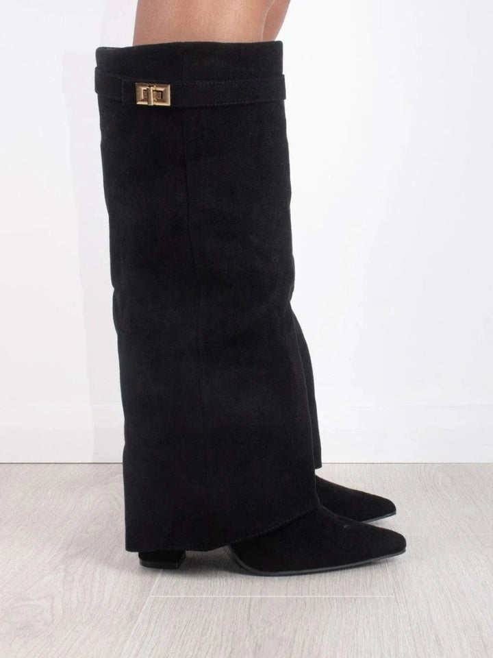 Bottes Élégantes Jade Femme | Suède Doux, Accents Dorés 2