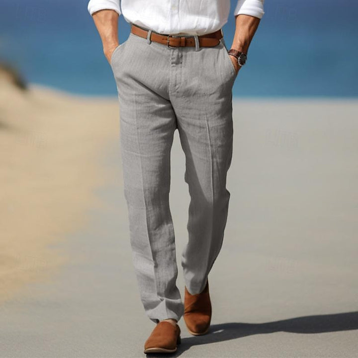 Pantalon en Lin Premium Victor | Passants Ceinture, Élégance Estivale 3